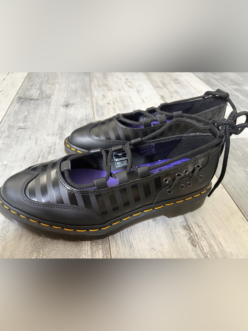Dr. Martens x Wednesday Elphie II Mary Jane Lace-Up Flats Black US 8 EU 39 UK 6